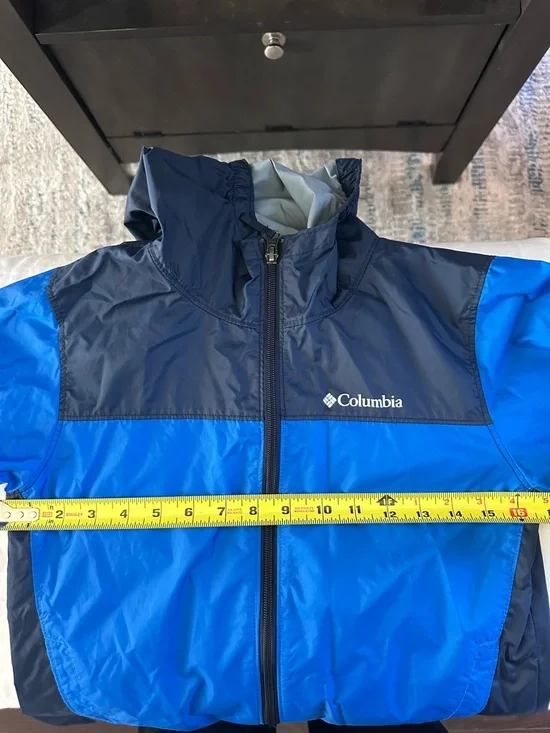 Columbia Youth Medium 10/12 Blue Hooded Windbreaker Jacket Lightweight - Picture 7 of 8